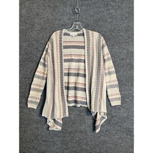 Knox Rose Womens Open Front Cardigan Sweater Size Small Striped Multi Color Boho
